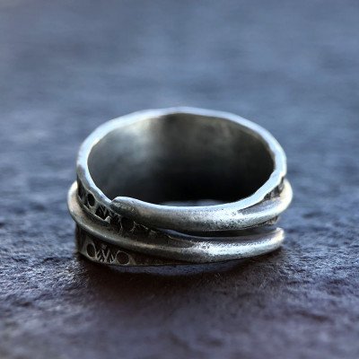 Sterling Silver Triangle Pattern Wrap Ring
