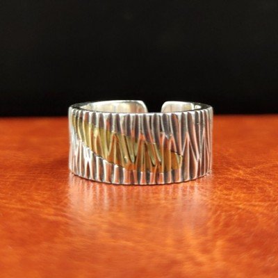 Sterling Silver Bark Pattern Ring
