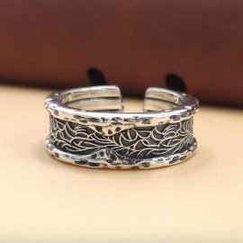 Sterling Silver Ivy Pattern Wrap Ring