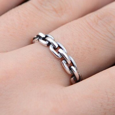 Women's Sterling Silver Chain Ring