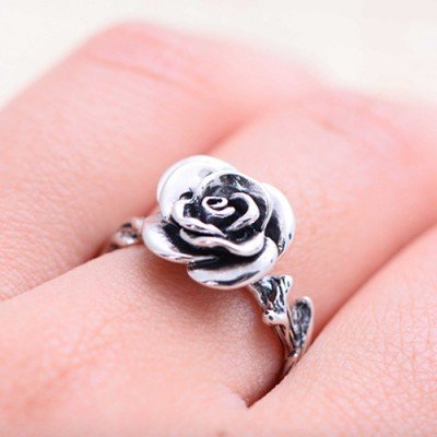 Women's Sterling Silver Rose Ring